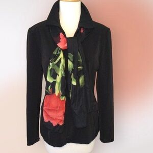 Ann Taylor Stretch Lined Black Rain‎ Jacket with Bonus Scarf Size 4/6 NWOT